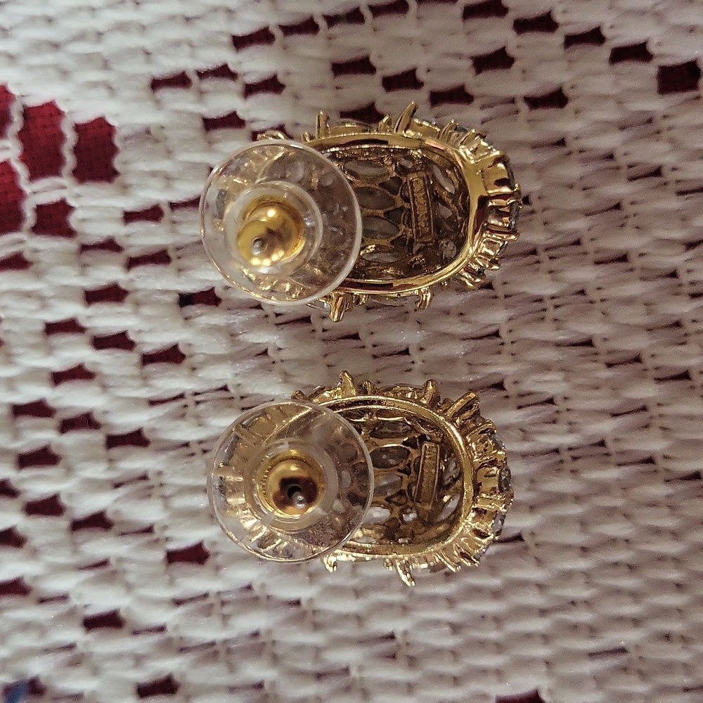 Suzanne Somers Gold Crystal Pierced Earrings - Picture 3 of 4